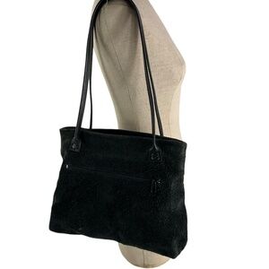 Vintage ANNABELLE THOM Black Suede and Leather Tote Bag